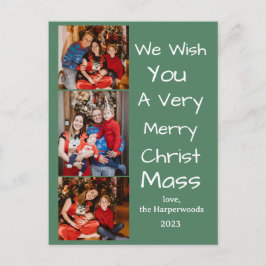 Elegant Jul-helgdagar, skript Family 3-foto Helg Vykort