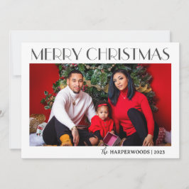 Elegant Jul-helgdagar Skriptfamilj ett foto Julkort