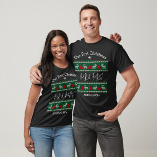 Elegant Jul, herr och fru Script Par T Shirt