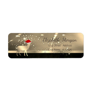 Elegant Jul-Hjorten Santa Hat,Faux Guld Returadress Etikett
