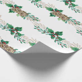Elegant jul Holly Berry Gräs Foliage Garland Presentpapper