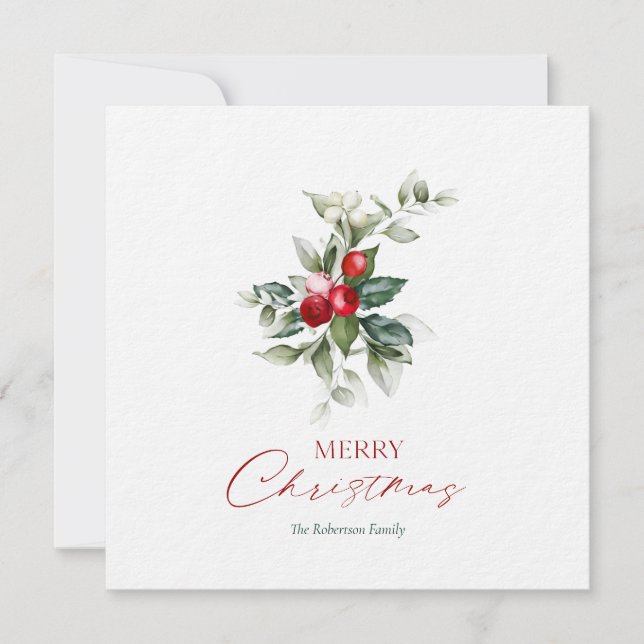 Elegant Jul Holly Card (Framsida)