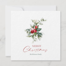 Elegant Jul Holly Card