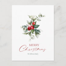 Elegant Jul Holly Card