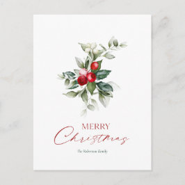 Elegant Jul Holly Card Vykort
