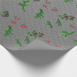 Elegant jul Holly Gräs Cones Minimalist Presentpapper