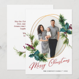 Elegant jul Holly Gräs Photo Helgdag Card Julkort