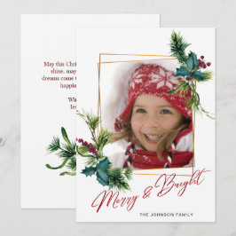 Elegant jul Holly Gräs Photo Helgdag Card Julkort