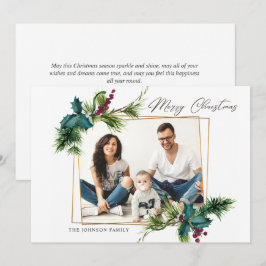 Elegant jul Holly Gräs Photo Helgdag Card Julkort