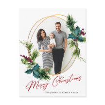 Elegant jul Holly Gräs Ram Photo Hälsning