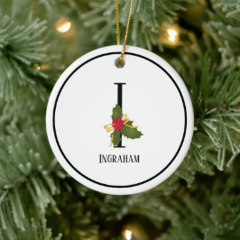 Elegant jul Holly Monogram Brev I Julgransprydnad Keramik