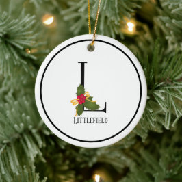 Elegant jul Holly Monogram Brev L Julgransprydnad Keramik