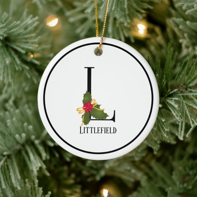 Elegant jul Holly Monogram Brev L Julgransprydnad Keramik (Träd)