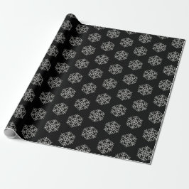 Elegant Jul Houndstooth Snöflingor på Black Presentpapper