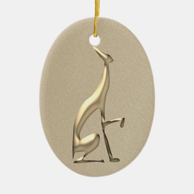 Elegant jul i guld julgransprydnad keramik (Framsidan)