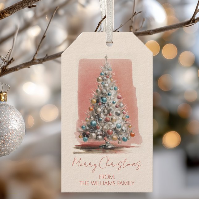 Elegant Jul i Vintage-stil Presentetikett (Soft Glamour Christmas Gift Tag)