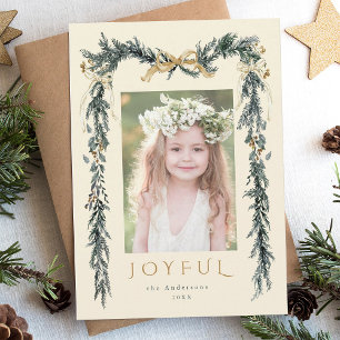 Elegant Jul-jolkortet Gräns Photo Ivory Helgdag Julkort