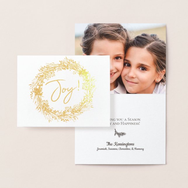 Elegant Jul Joy WAN Helgdag Photo Folierat Kort (Display)