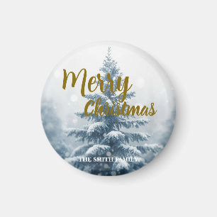 Elegant jul julgran vinter tallskog magnet