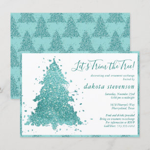 Elegant jul   Luxe Aqua Mint Träd Trim Party Julkort