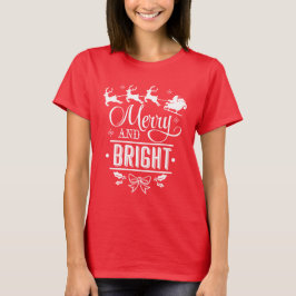 Elegant Jul - "Merry and Bright"-typografi T Shirt