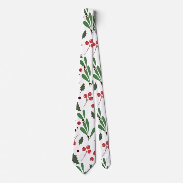 Elegant Jul Mistletoe Mönster | Necktie Slips (Framsida)
