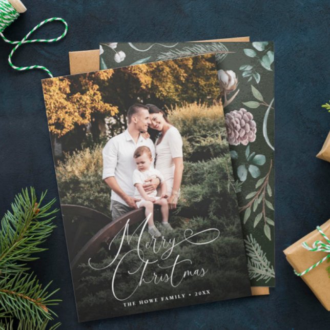 Elegant jul modernt foto tallkottsdekoration julkort (Skapare uppladdad)