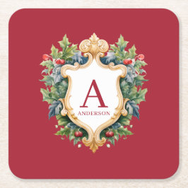 Elegant jul Monogram Brev Underlägg Papper Kvadrat