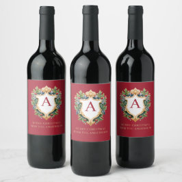 Elegant jul Monogram Brev Vinflaska Etikett