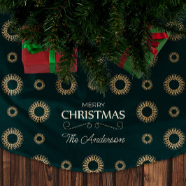 Elegant jul Mönster Abstrakt Guld Blommigt Julgransmatta Borstad Polyester