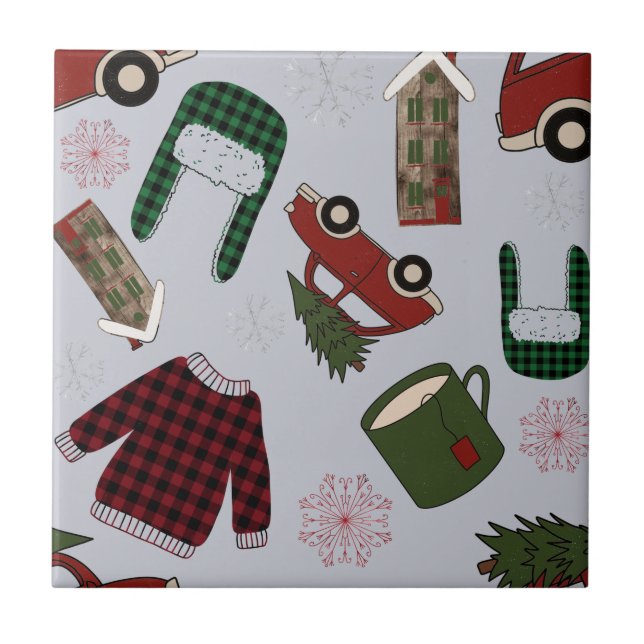 Elegant jul Mönster Kakelplatta (Framsidan)