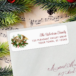 Elegant jul Music Fransk Horn Returadress Etikett