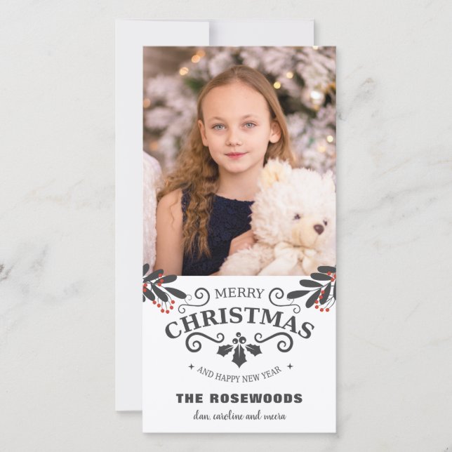 Elegant jul nyår fotokort julkort (Framsida)