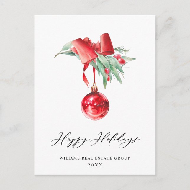 Elegant jul Ornament Corporate Hälsning Vykort (Framsida)