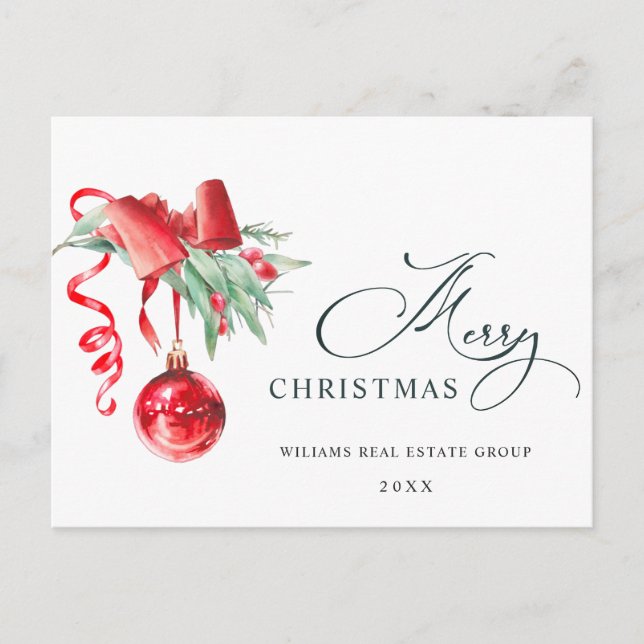 Elegant jul Ornament Corporate Hälsning Vykort (Framsida)