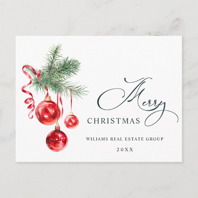 Elegant jul Ornament Corporate Hälsning Vykort (Framsida)