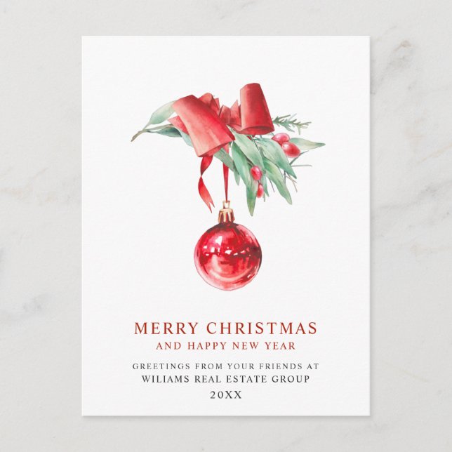 Elegant jul Ornament Corporate Hälsning Vykort (Framsida)