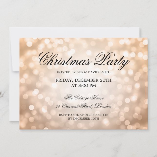 Elegant jul Party Copper Glitter Ljus Inbjudningar (Framsida)