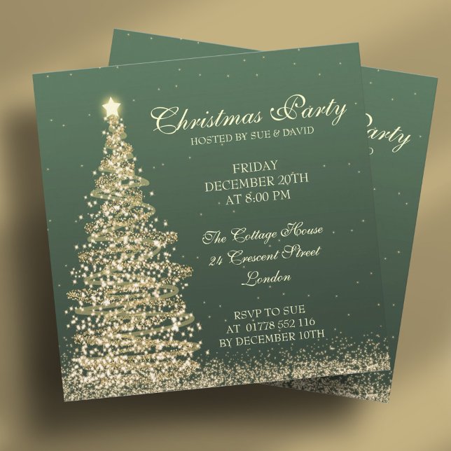 Elegant jul Party Grönt Inbjudningar (Elegant Christmas Party Green Invitation)