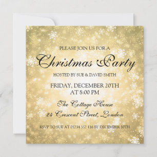 Elegant jul Party Guld Winter Wonderland Inbjudningar