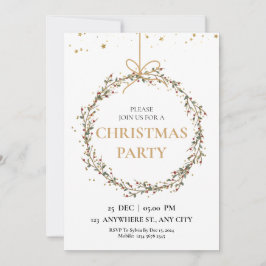 Elegant jul Party med Guld-krans Inbjudningar