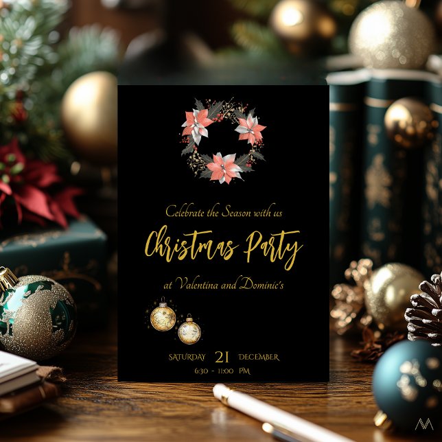 Elegant Jul Party med Poinsettia WAN Inbjudningar (Skapare uppladdad)