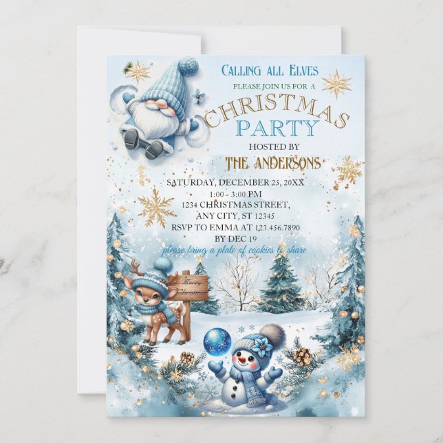 Elegant jul, Party Modern Inbjudningar (Framsida)