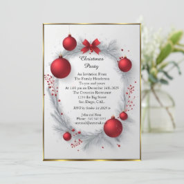 Elegant Jul party Red Baubles Inbjudningar
