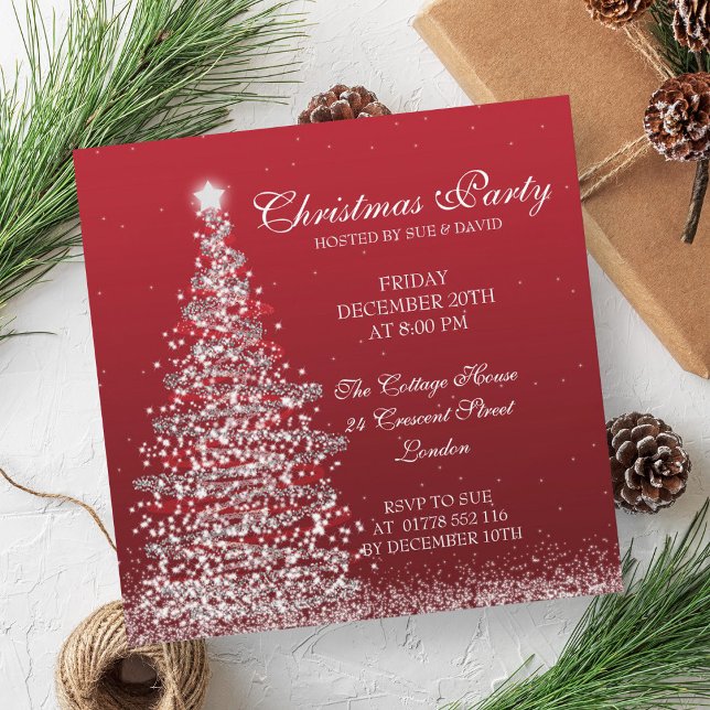 Elegant Jul Party Red Inbjudningar (Elegant Christmas Party Red Invitation)