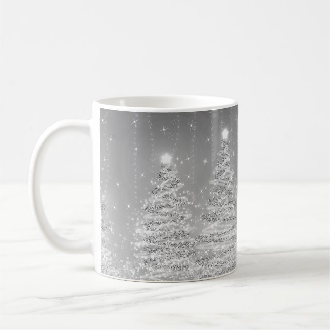Elegant jul Party Sparkling Träd Silver  Kaffemugg (Vänster)