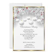 Elegant Jul party White Snö Baubles