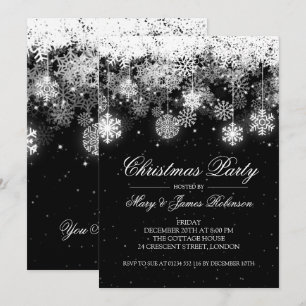 Elegant jul Party Winter Ornamnerna Black Inbjudningar
