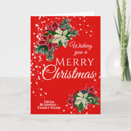 Elegant Jul Poinsettia Blommigt Flower Red Helgkort