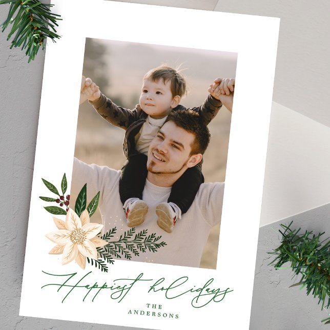 Elegant Jul Poinsettia-blommigt Julkort (Skapare uppladdad)